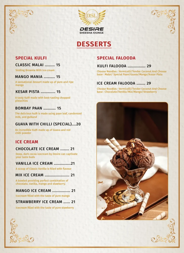 desserts italian menu